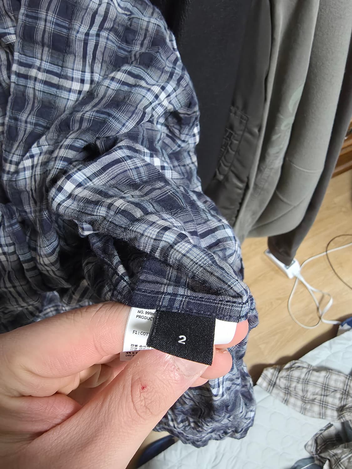 999휴머니티 이지 체크 셔츠 V15 다크네이비 2 상품이미지4