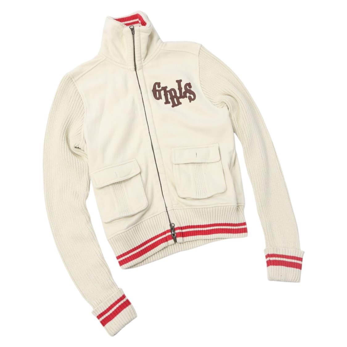 RUSTY 루스티 빈티지 니트 슬리브 하이넥 집업 자켓 (M-L) 상품이미지1