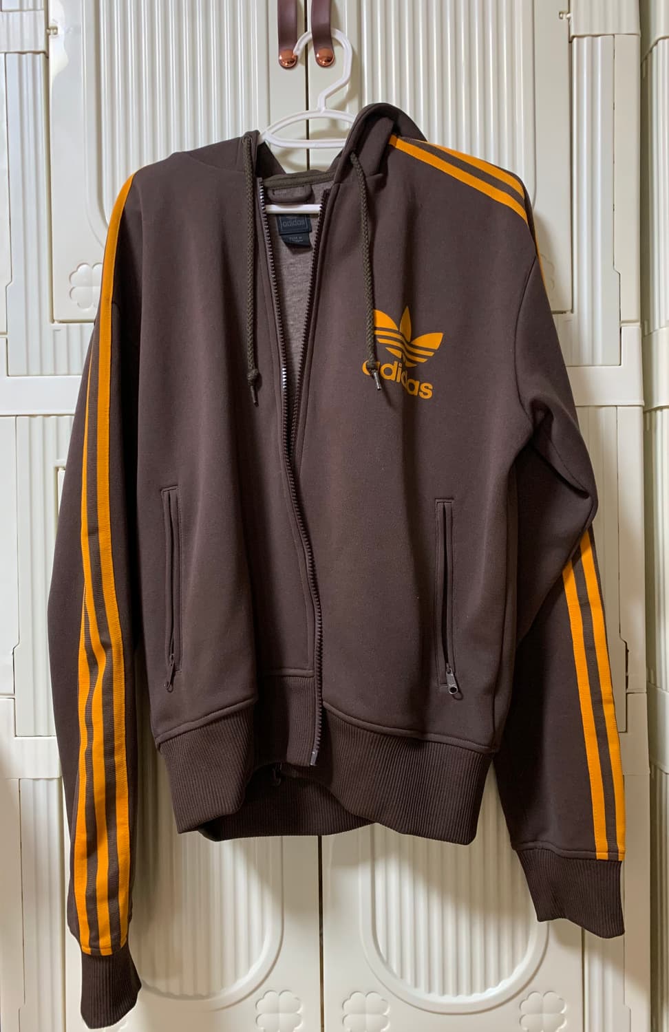 아디다스 오렌지 모카 브라운 플랙 후드집업 상품이미지1