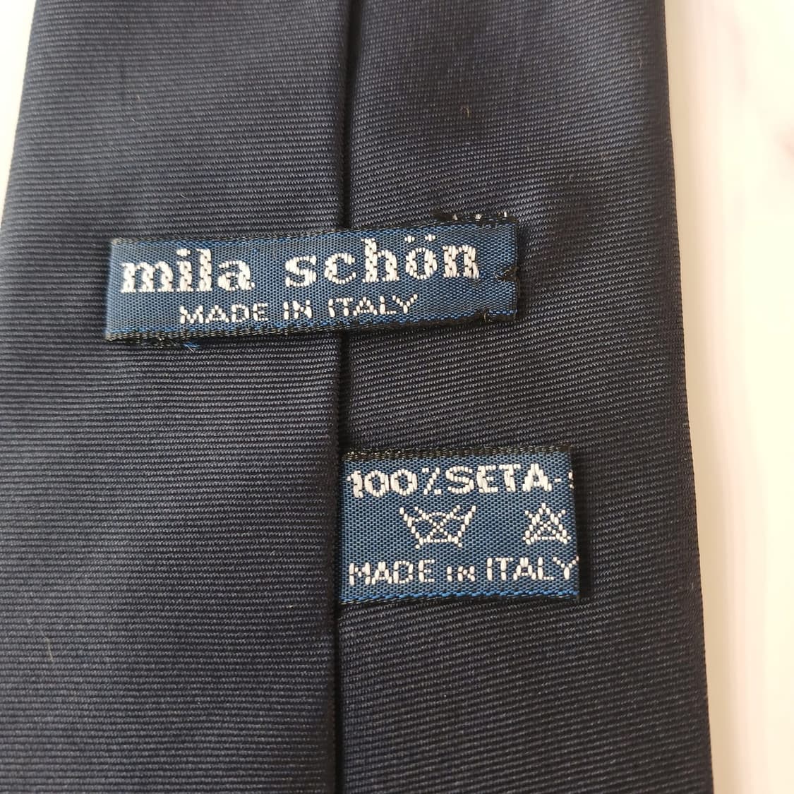 밀라숀 실크 네이비&그린 로고 자카드 넥타이 9cm A+등급 A19116 상품이미지8