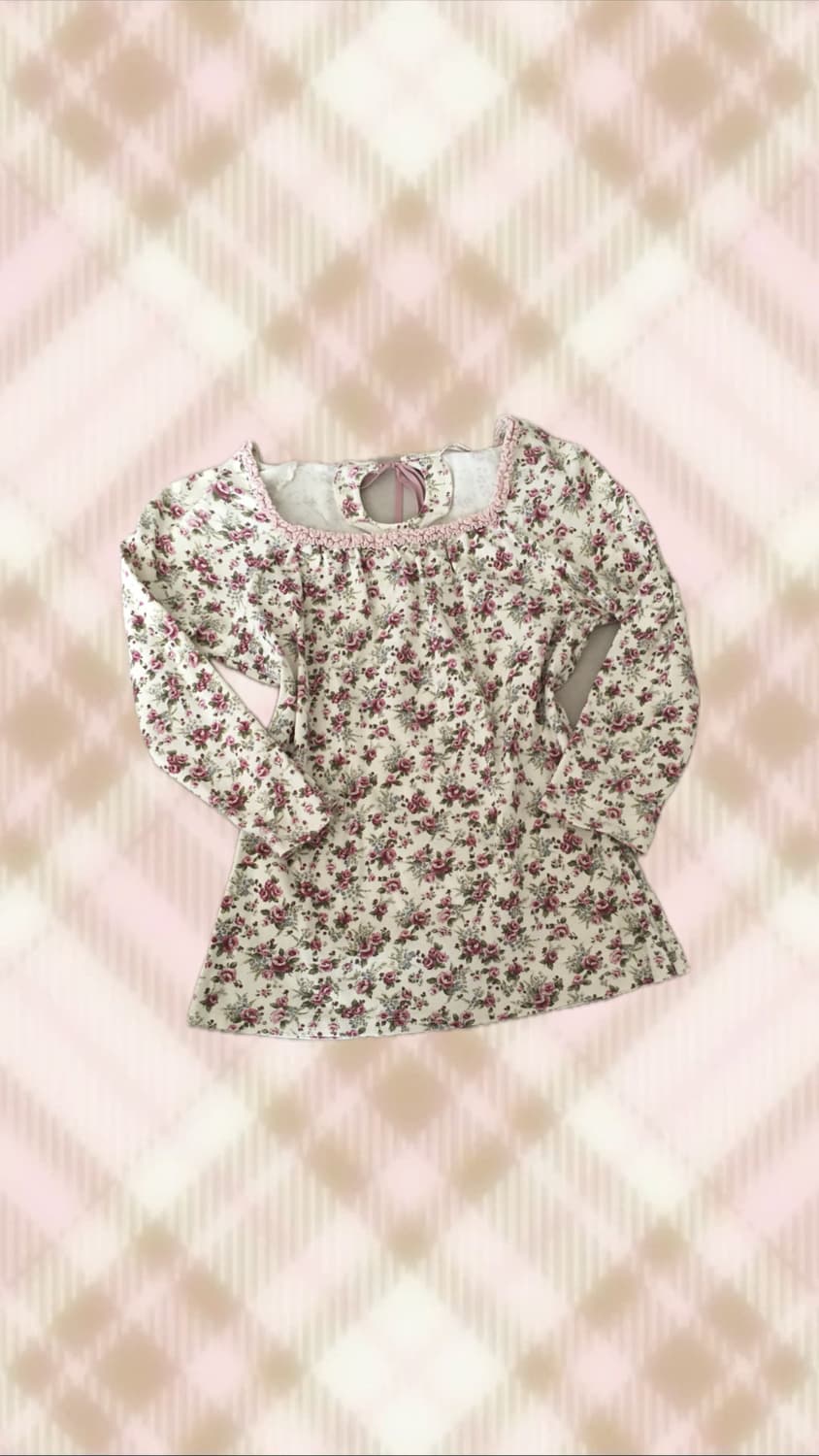 레스트로즈 플로럴 꽃 긴팔 탑 블라우스 히메 갸루 러블리 로걀 빈티지 상품이미지1