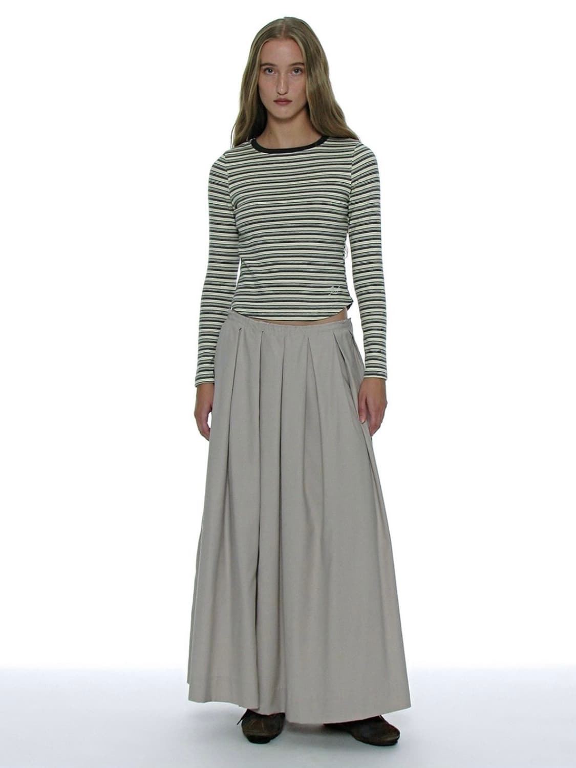 (1회착용) 파르티멘토 우먼 컷 오프 게더링 맥시 스커트 상품이미지1