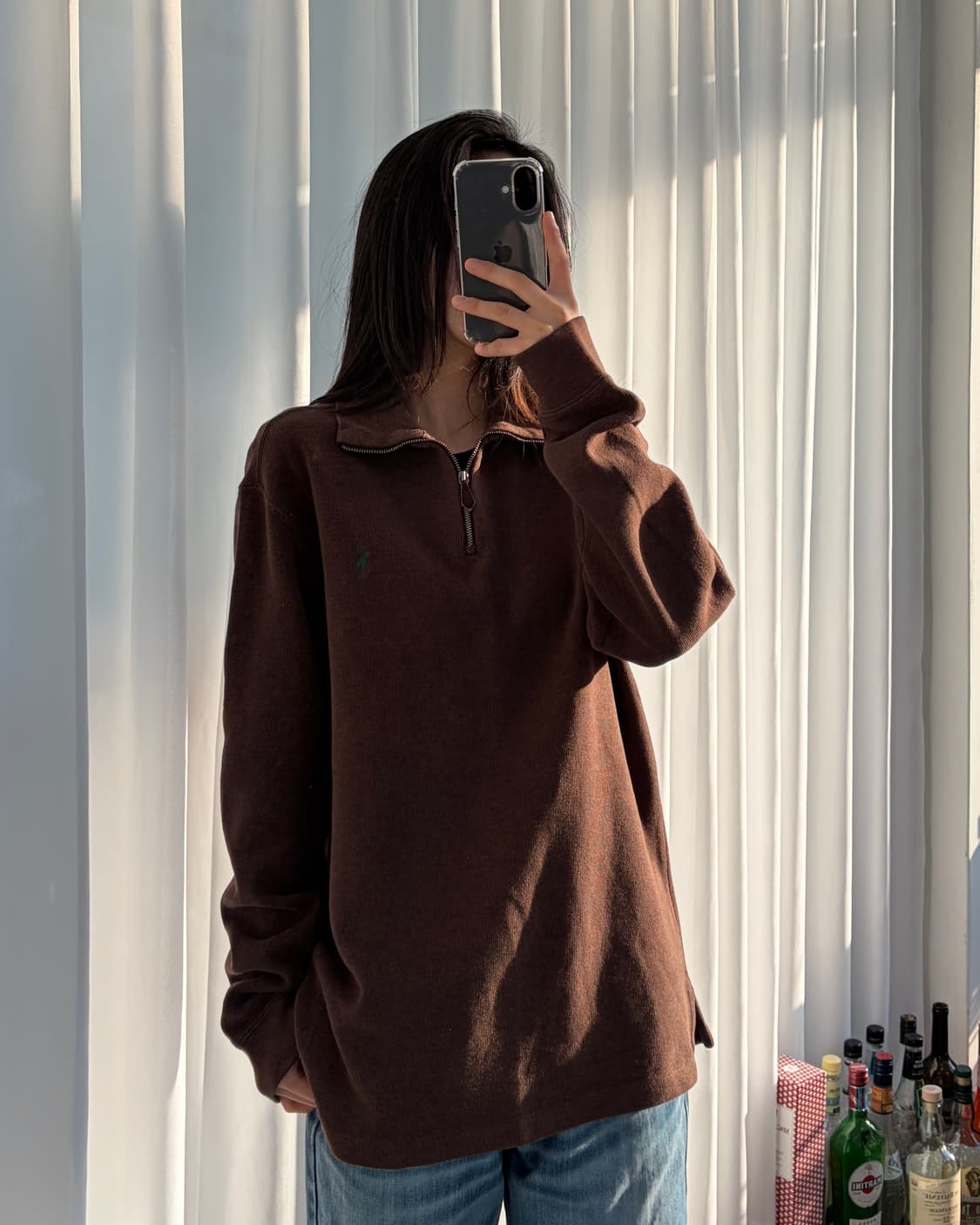 [M]폴로 랄프로렌 브라운 하프집업 코튼 니트 상품이미지1