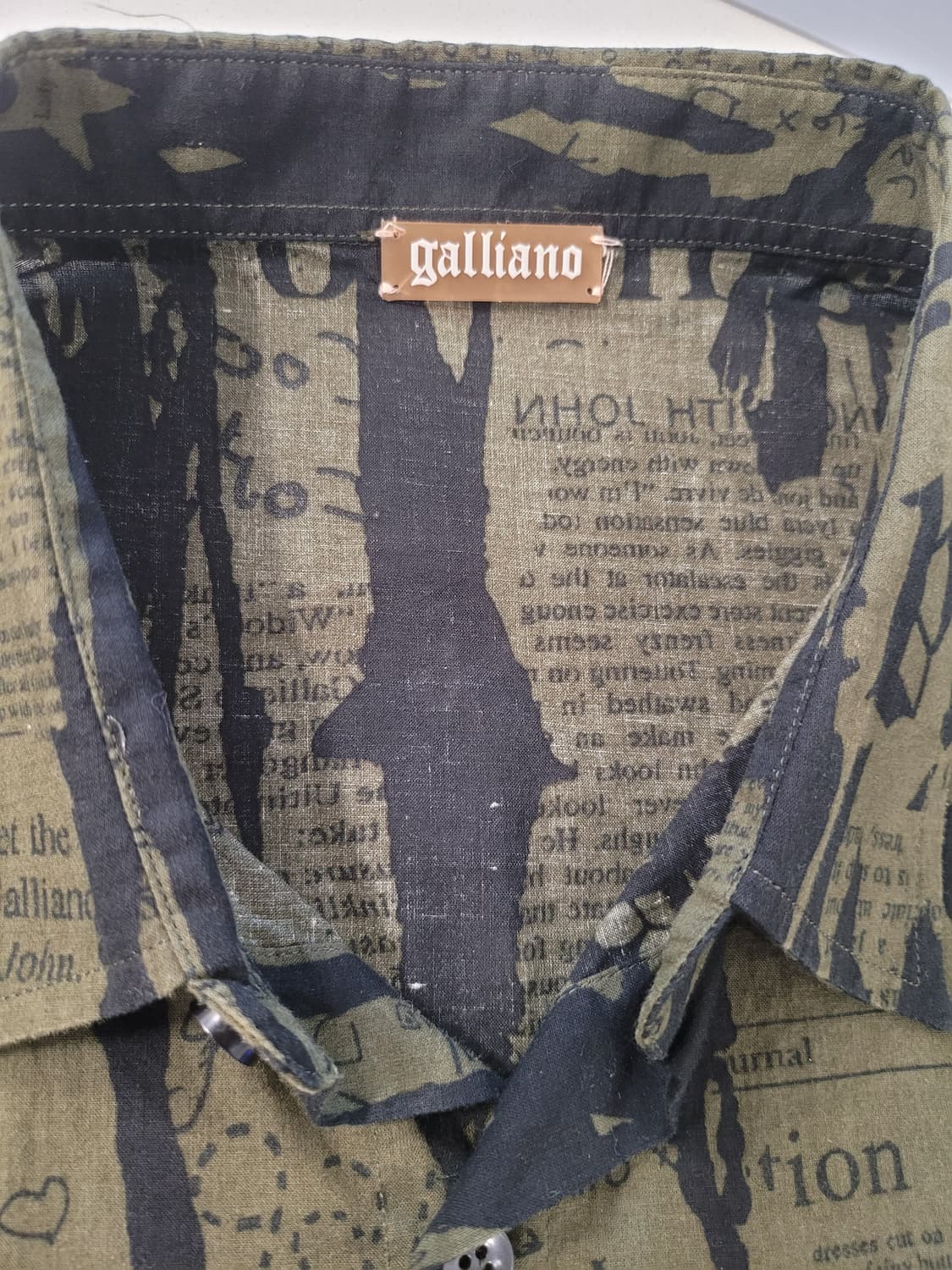🖤 [Galliano] 존 갈리아노 뉴스페이퍼 카키 롱슬리브 셔츠 (5 상품이미지3