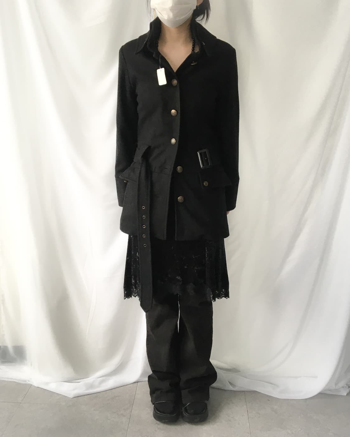 High neck belted woolen jacket 상품이미지6