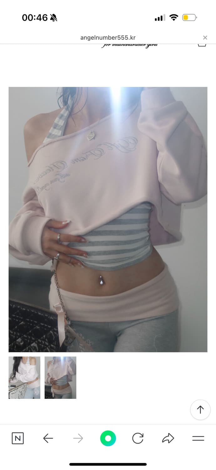 엔젤넘버555 세트 베이비핑크 홀터+맨투맨 베이비메탈클럽쓰리타임즈 상품이미지3