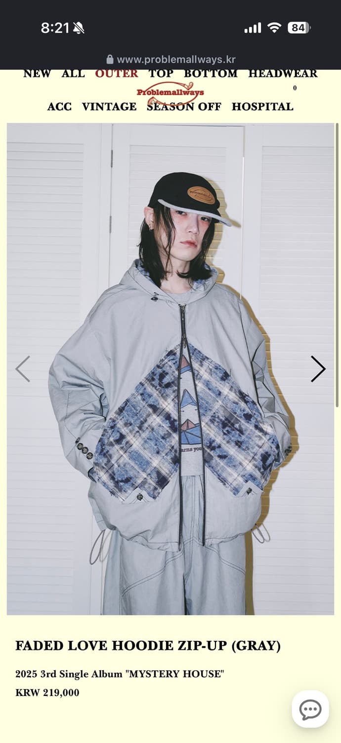 FADED LOVE HOODIE ZIP-UP (GRAY) 상품이미지1