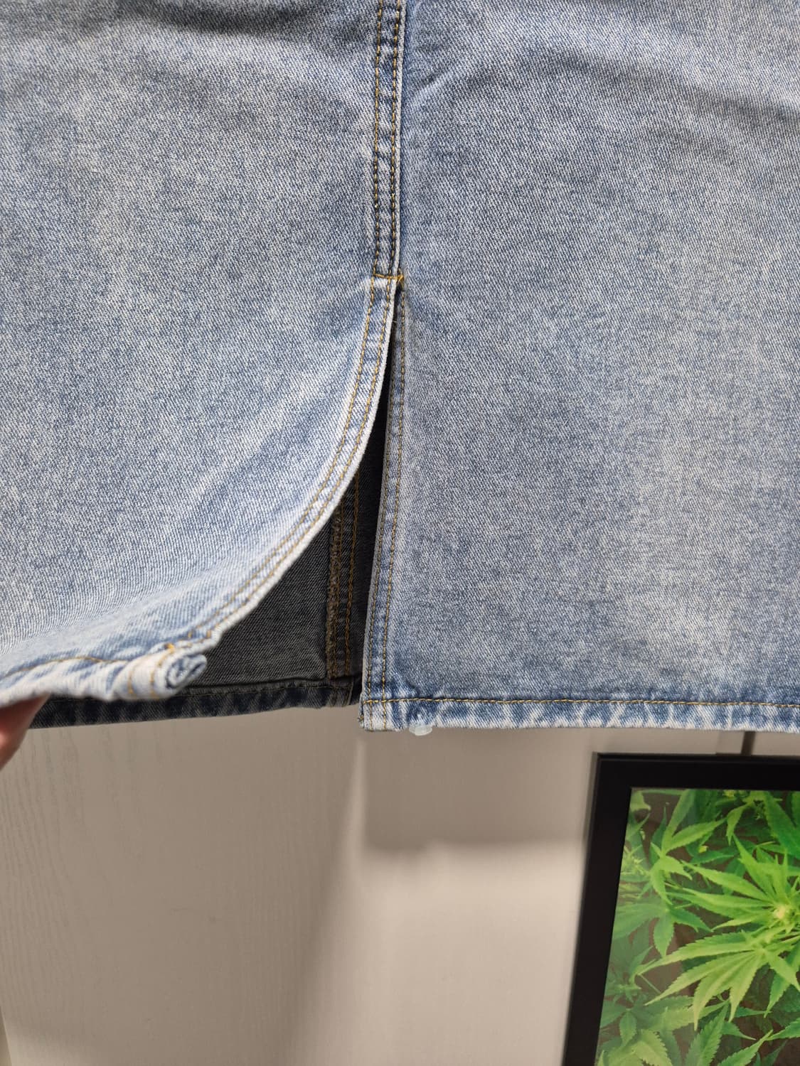 (새상품)vtg 연청 데님 스커트 H라인 미디 스커트 상품이미지8