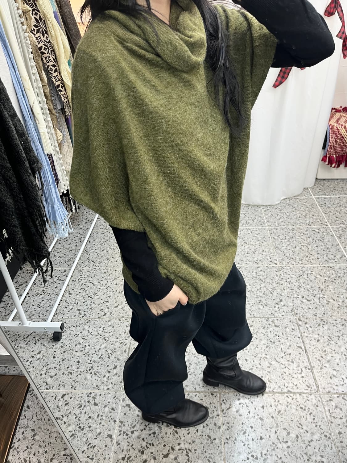 khaki polar knit vest 상품이미지3