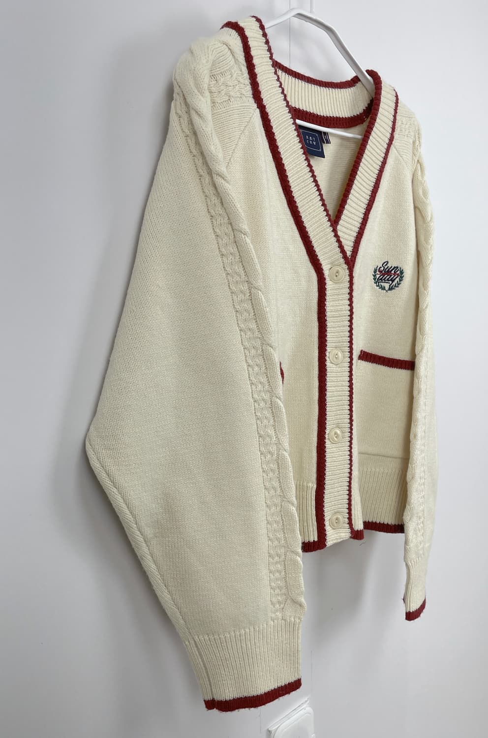 로맨틱크라운 케이블 배색 가디건 상품이미지4