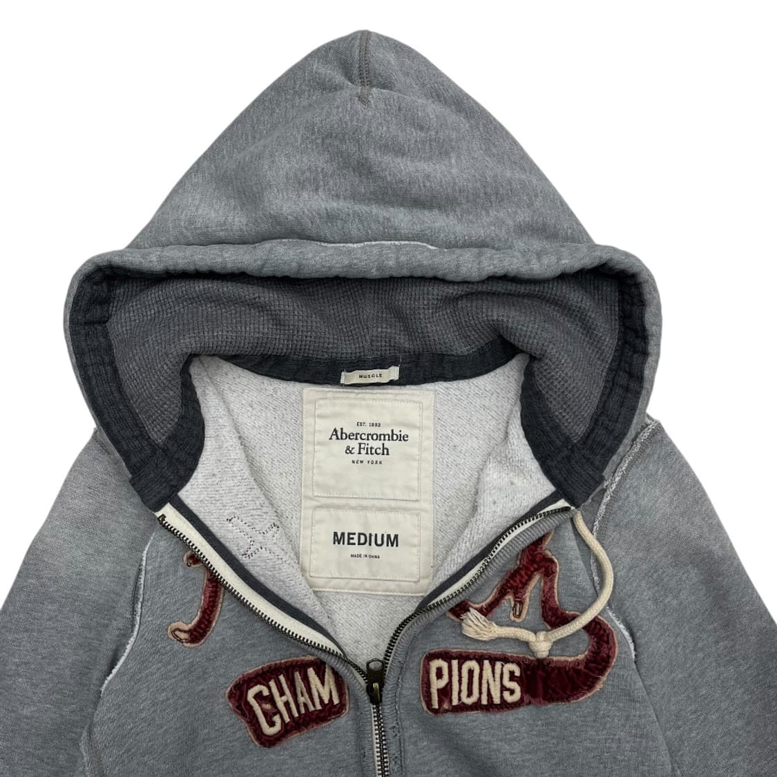 아베크롬비 센터로고 그레이 후드집업 M 상품이미지5