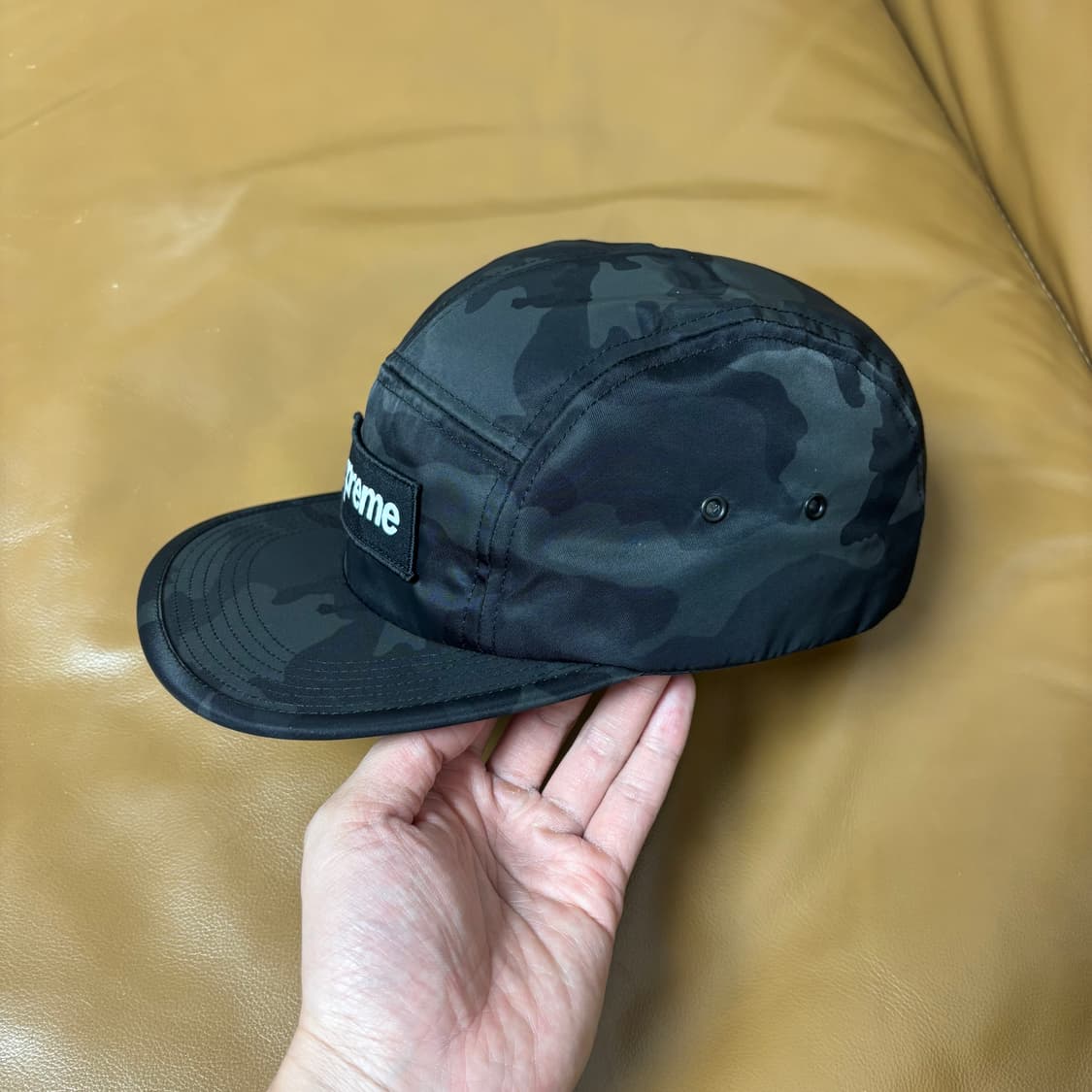 슈프림 캠프캡 모자 박스로고 나일론 카모 블랙 상품이미지4
