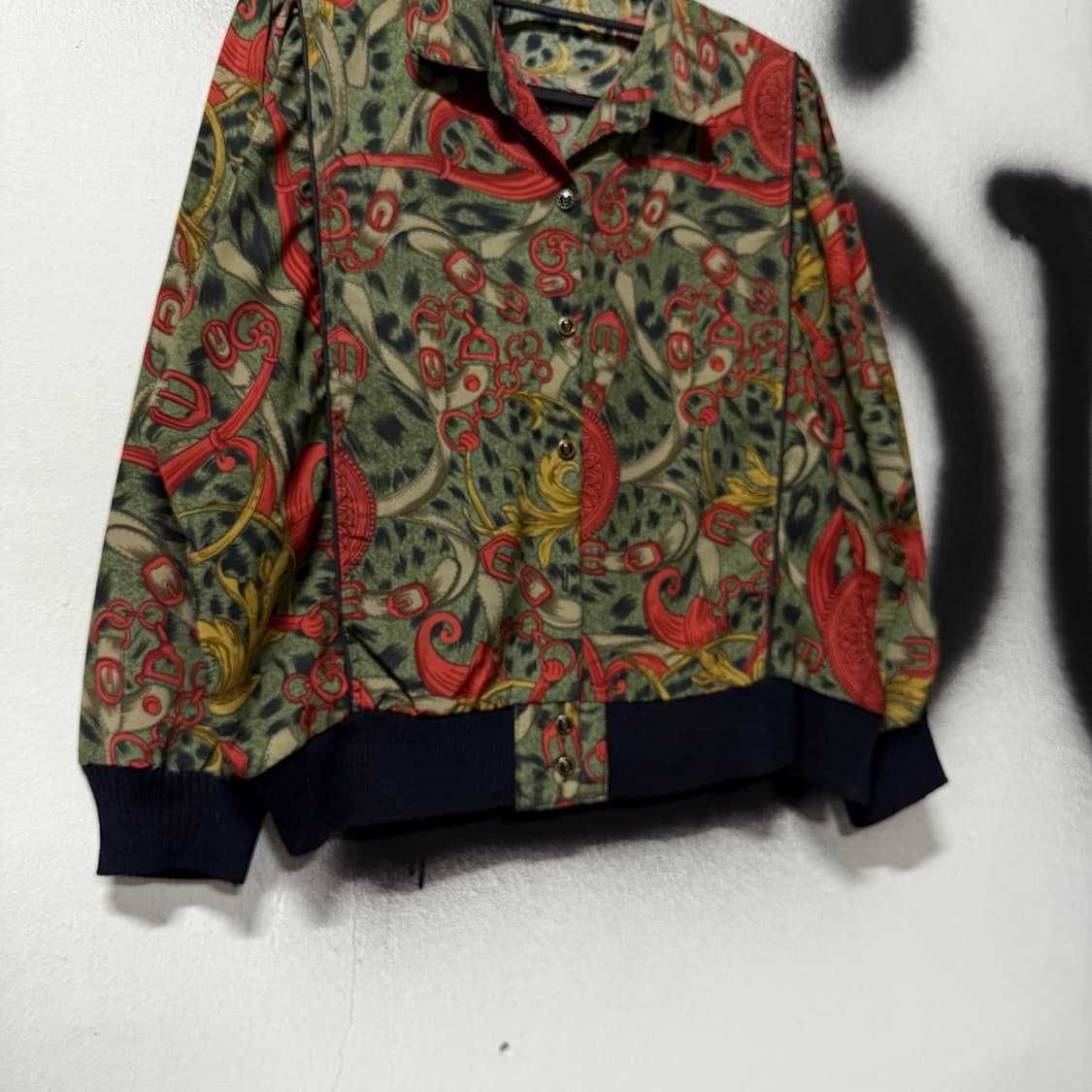 VTG 빈티지 애니멀 플라워 패턴 크롭 블루종 자켓 상품이미지4