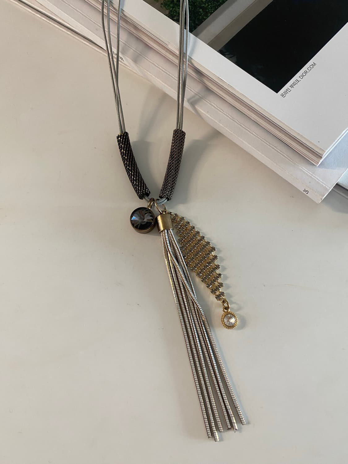 빈티지 올리비아하슬러 태슬 롱 목걸이 주얼리 상품이미지1