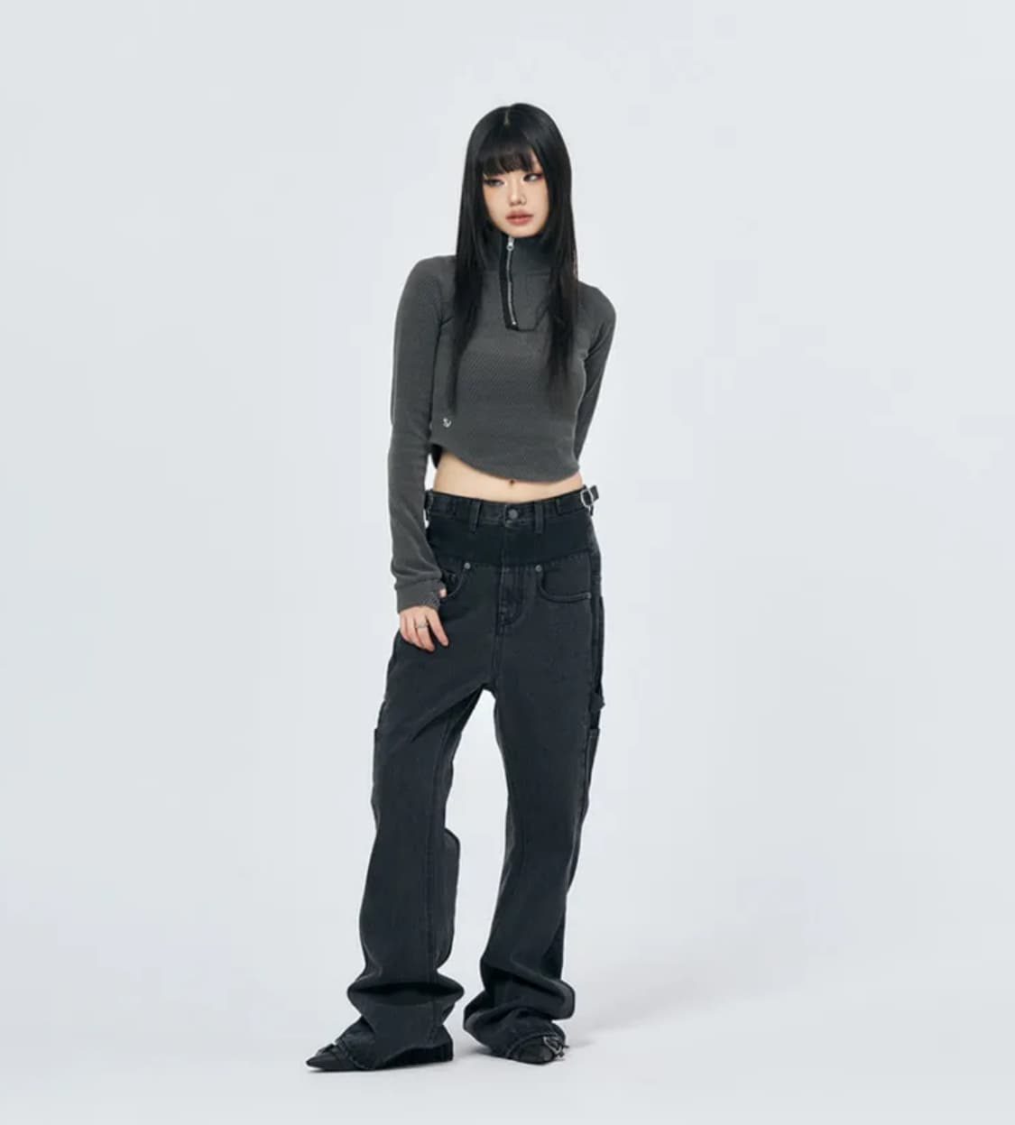 스키즘인듀싱 FR BOOT CUT JEANS BLACK 데님 상품이미지2