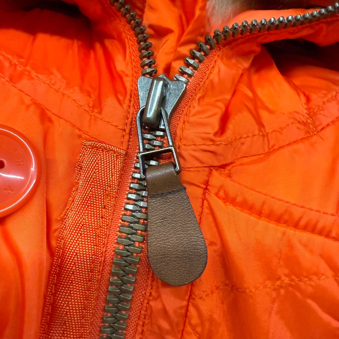 [정품/M] 폴로 랄프로렌 오렌지색 후드 퍼 패딩 조끼 b19 상품이미지6
