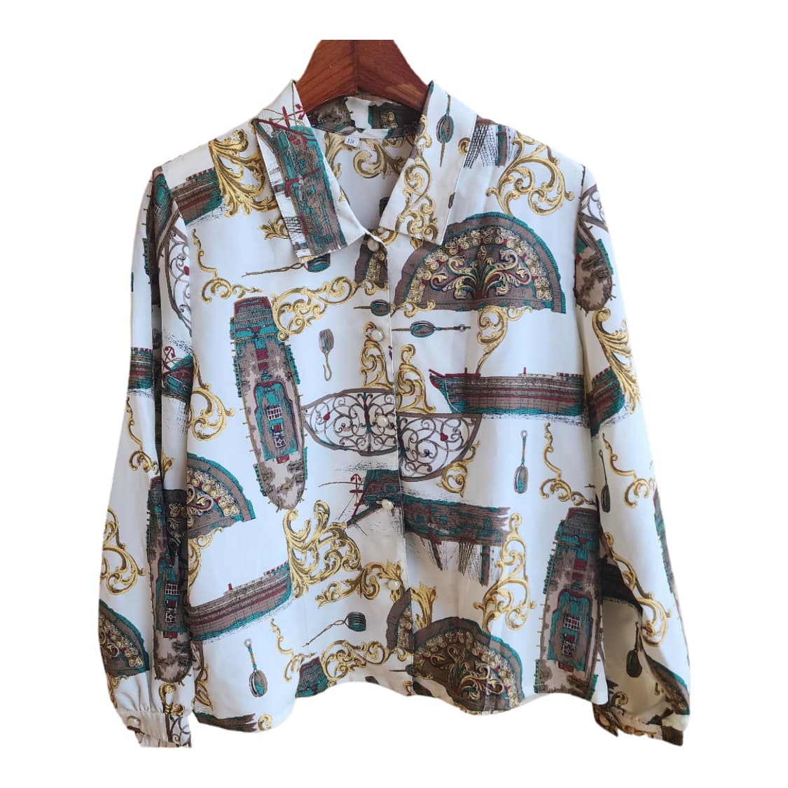 일본빈티지 고급스러운 패턴 블라우스 상품이미지1