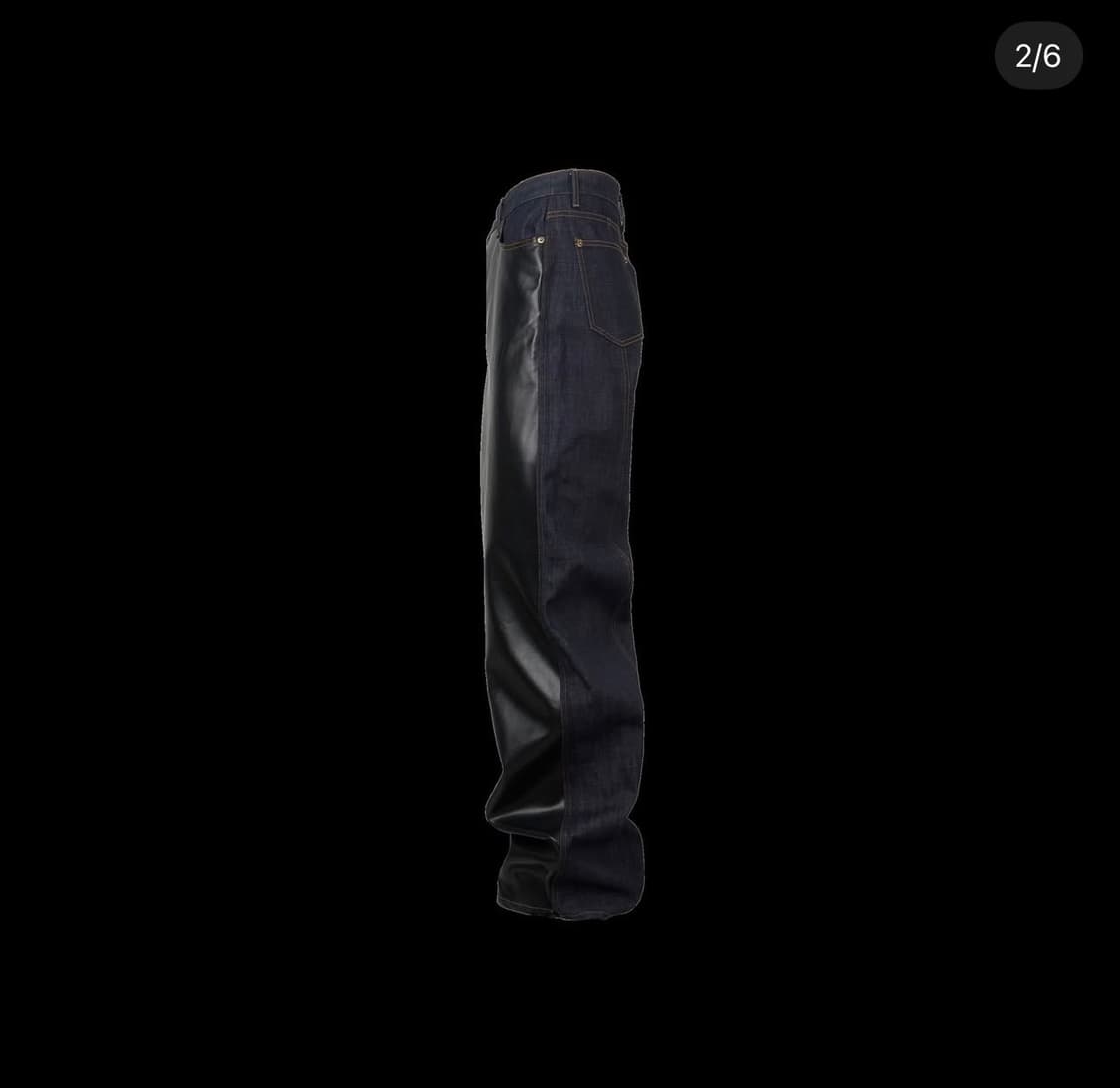 에모스탠스클럽 레더 패널 하프 앤 하프 데님 인디고 2시이즈 상품이미지2