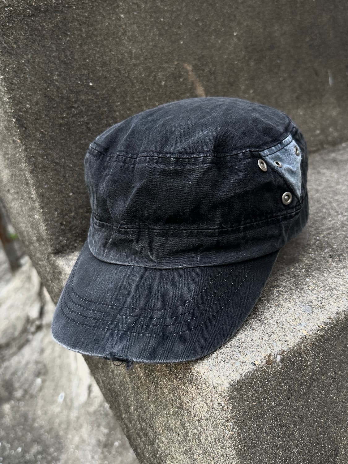 Black washing denim point grunge cap 상품이미지1
