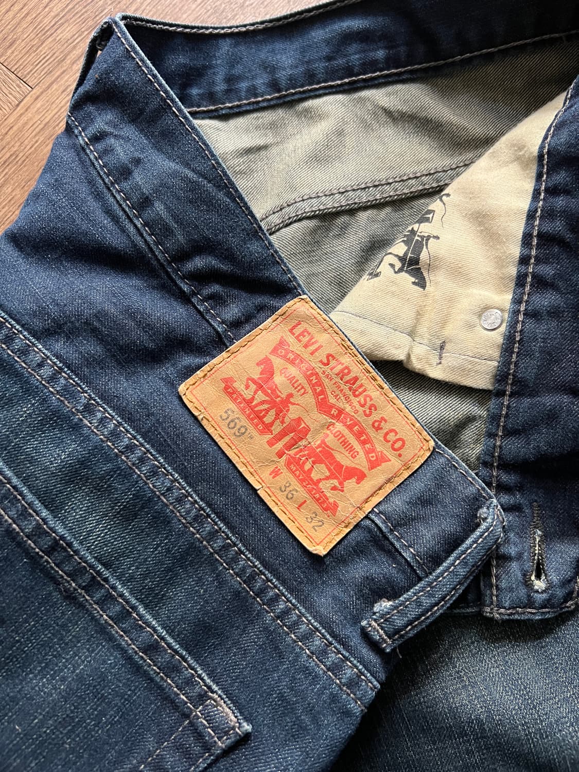 [36]리바이스 569 와이드핏 다크블루 워싱 데님 팬츠 상품이미지6