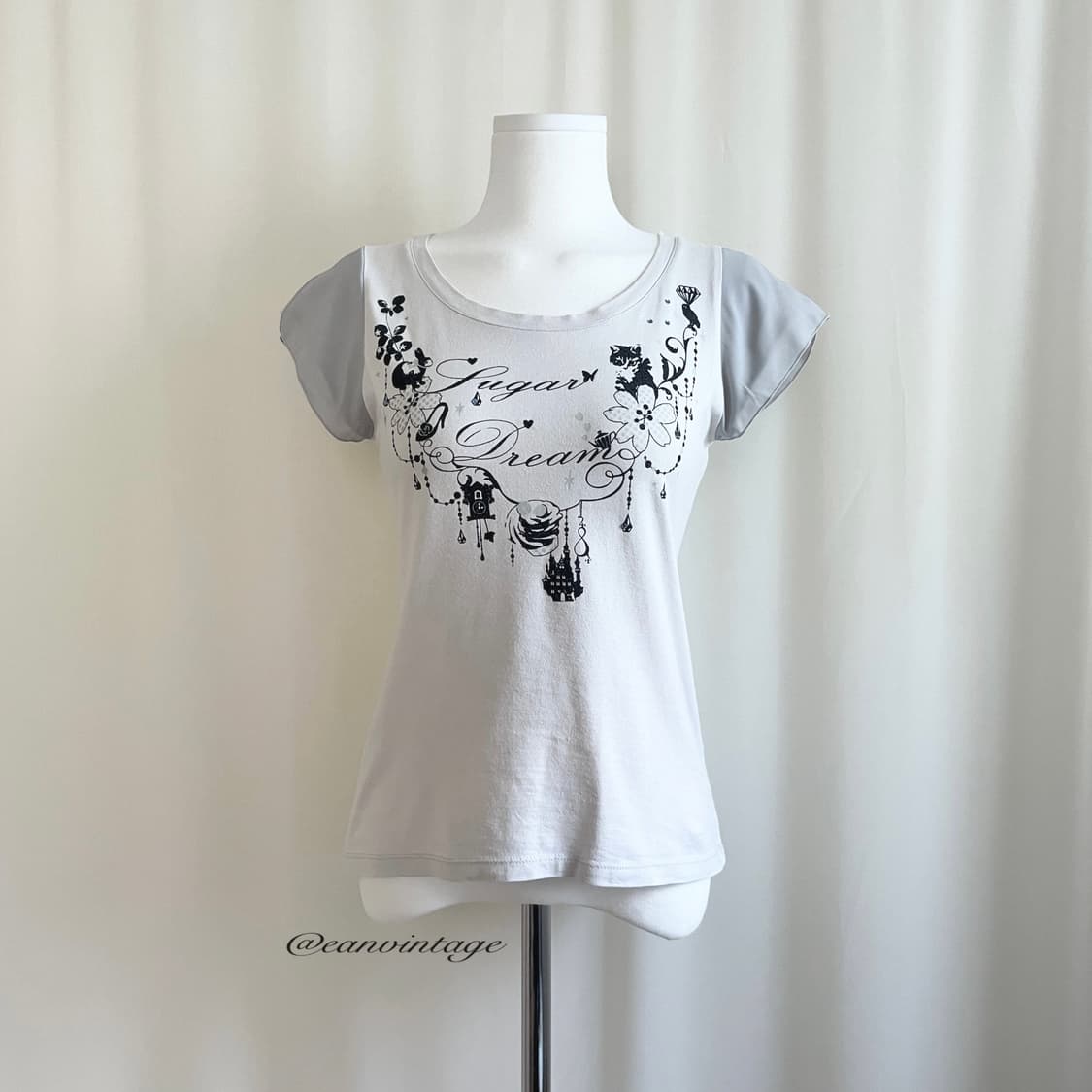 romantic printed gray top 상품이미지4