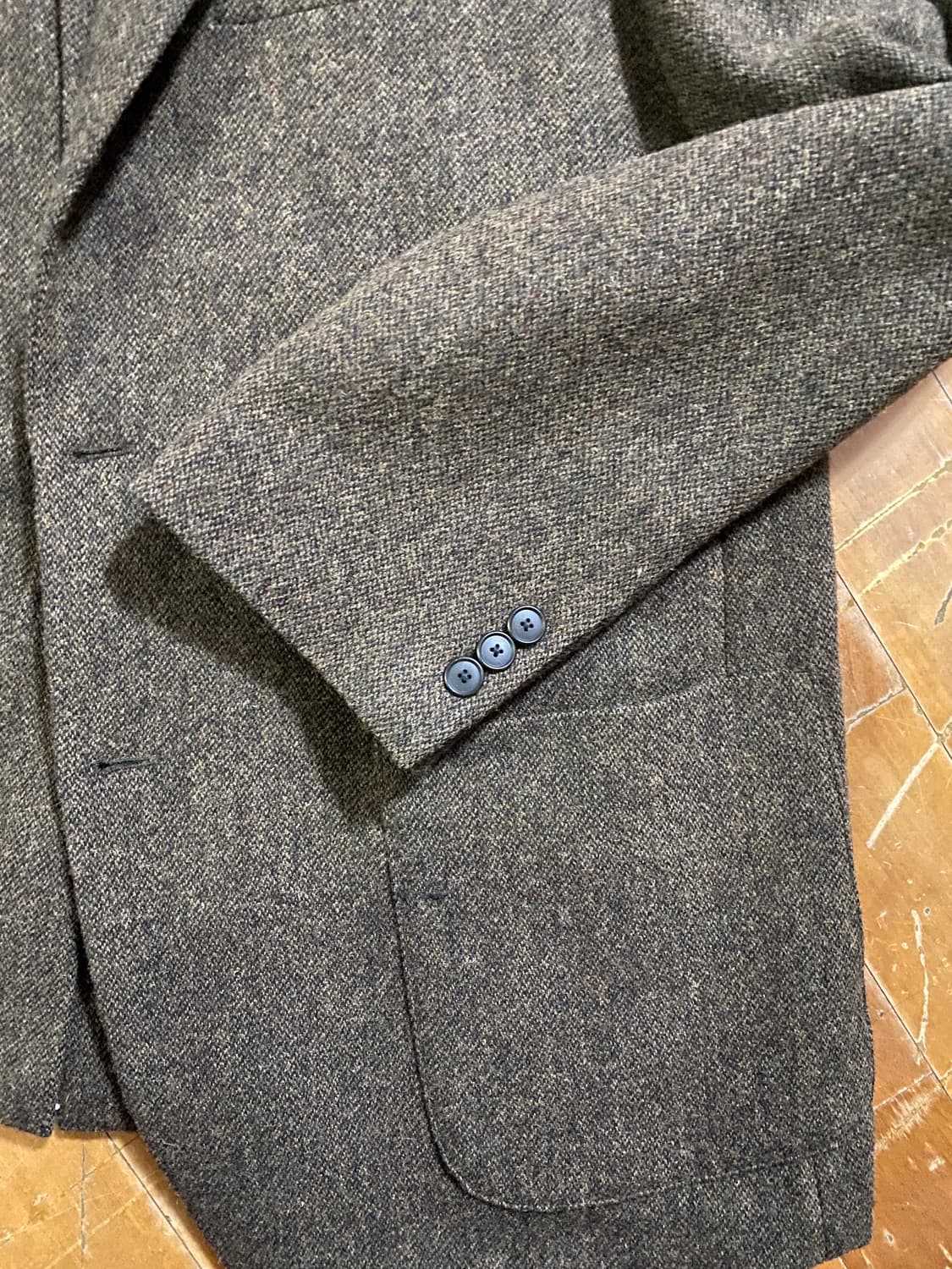 유니클로 남성 울 혼방 브라운 헤링본 자켓 2XL 상품이미지4