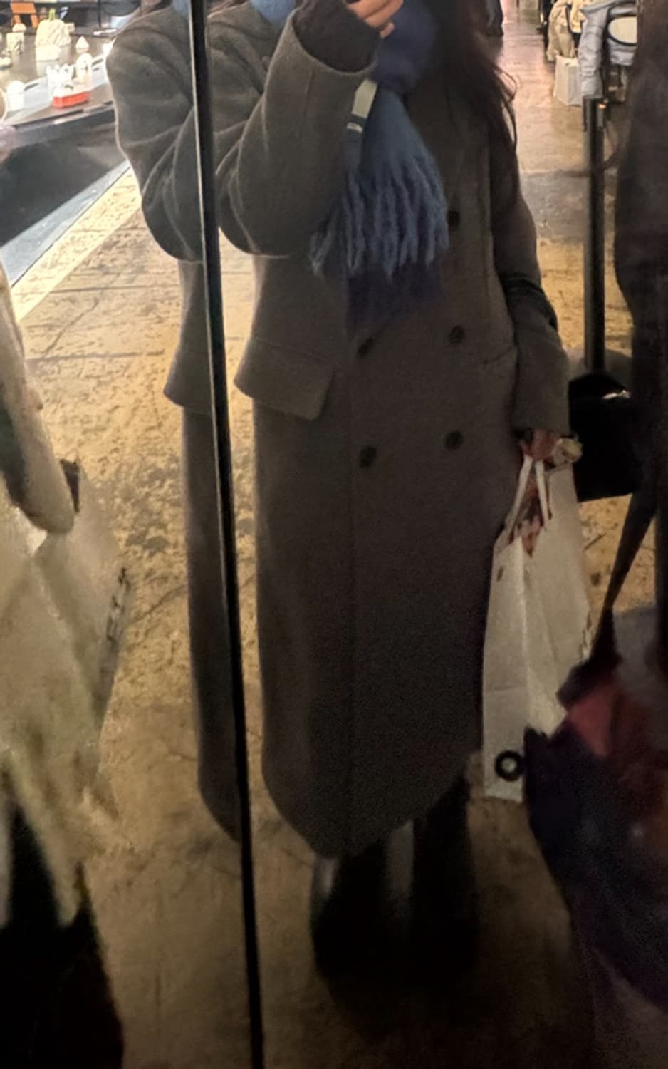 마뗑킴 더블코트 차콜 Tailored zipper double coat 상품이미지2