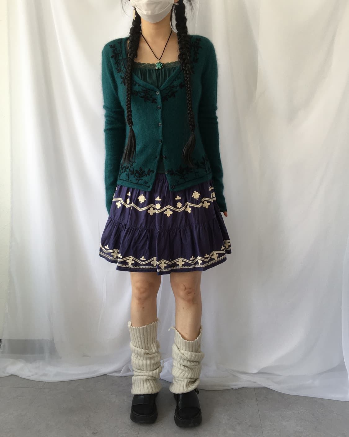 Crochet embroidery point mini skirt 상품이미지3