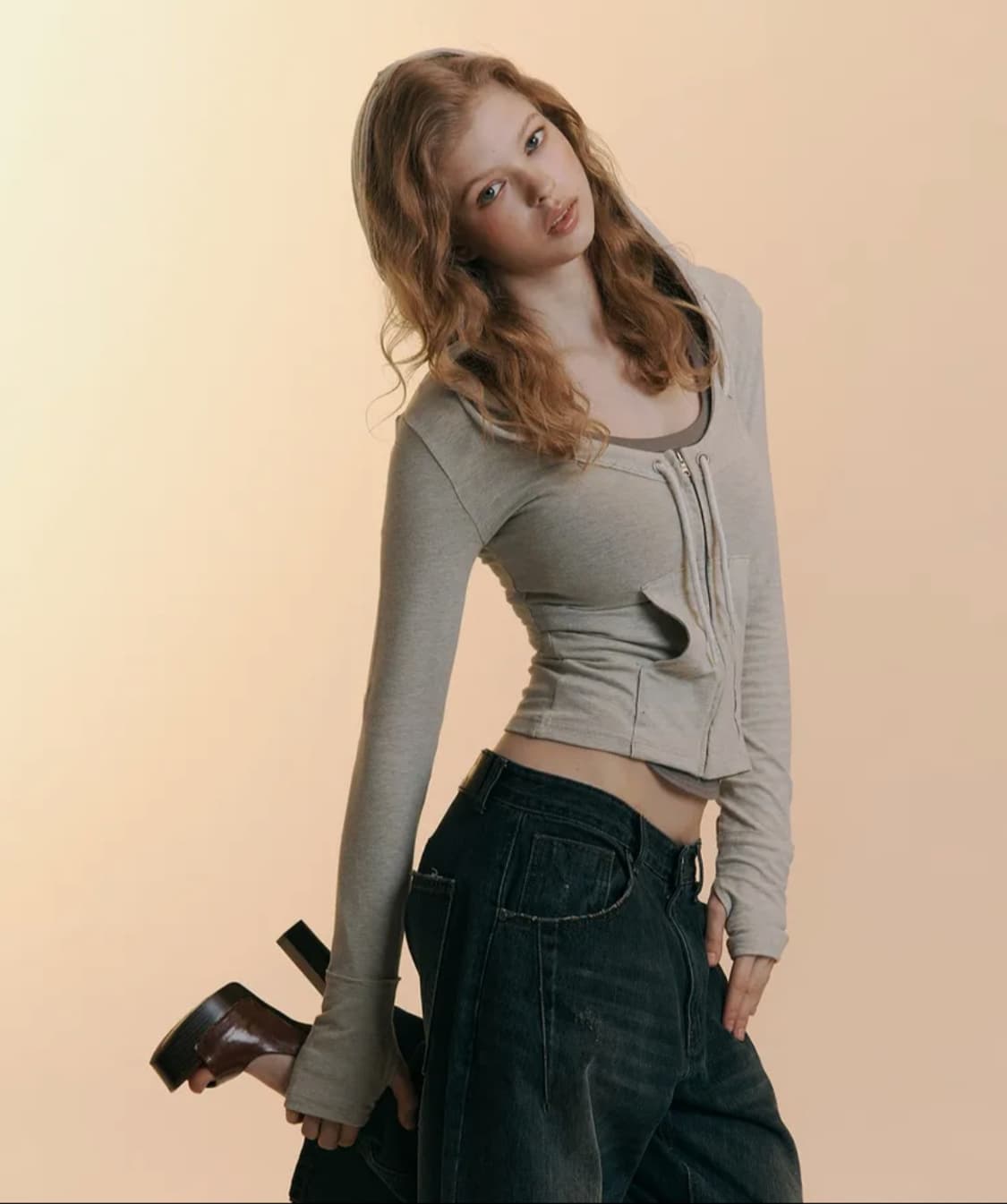 새상품 플리즈노팔로우 플노팔 글렌 딥 유넥 후디 오트밀 상품이미지3