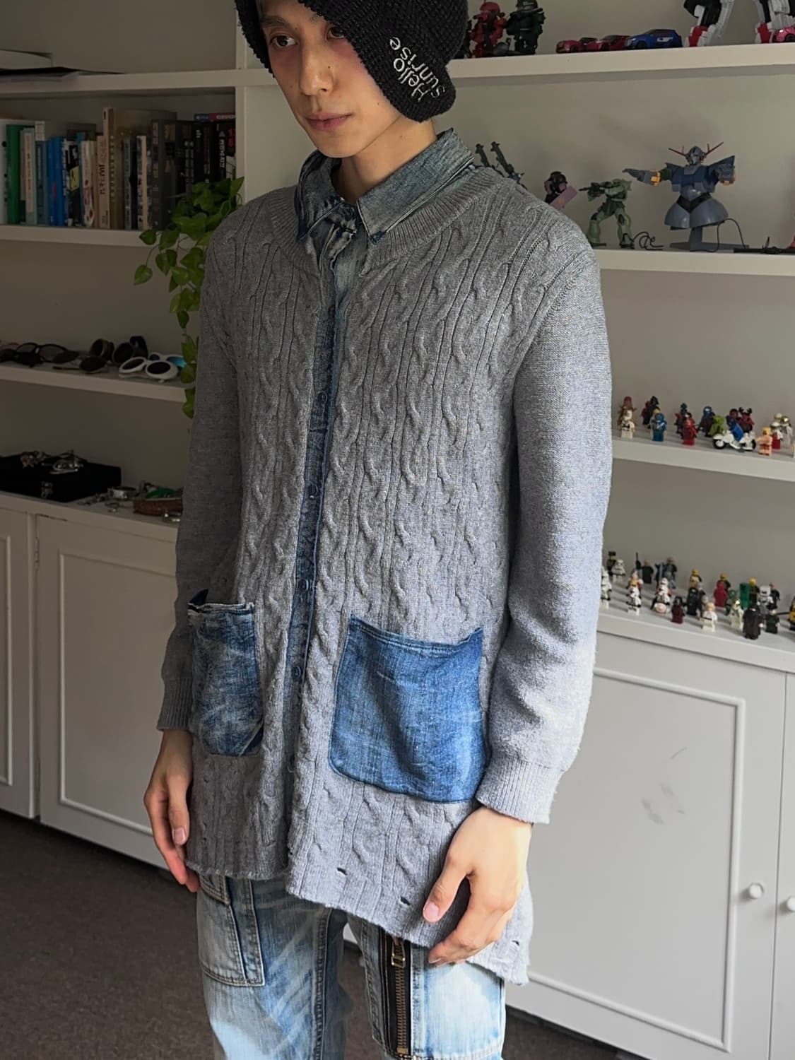 Sawa à lamode 데님 포인트 롱 카디건 상품이미지3