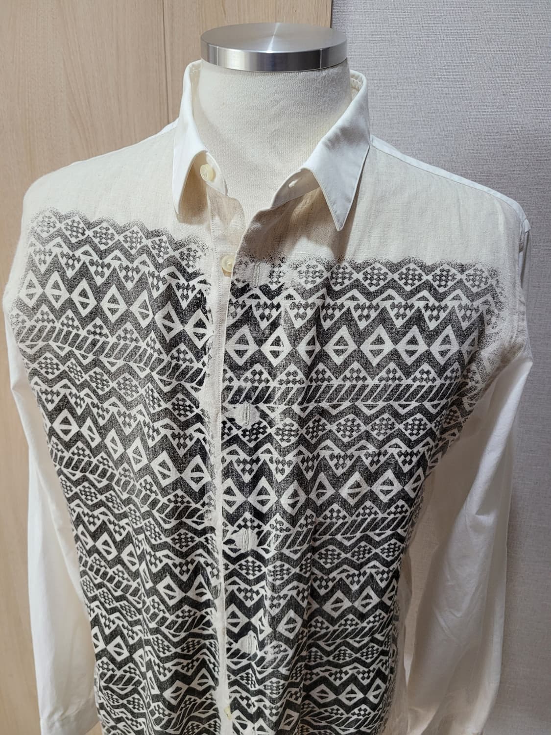 자라맨 ZARAMAN 에스닉 패턴 셔츠 105 화이트 상품이미지2