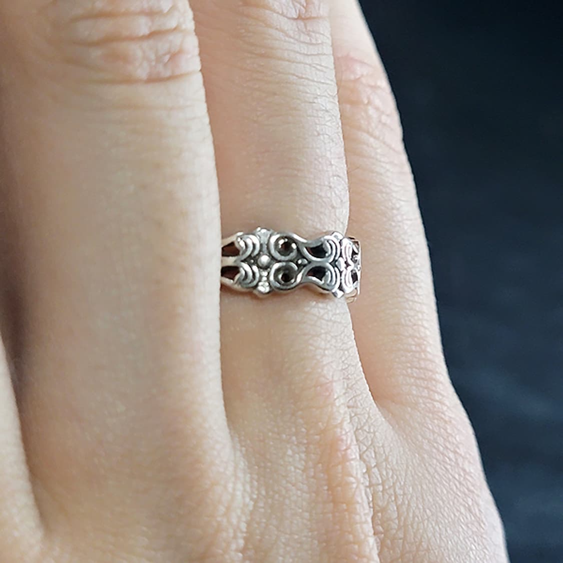 Rivel 백동 남자 엔틱 빈티지 명품 고대 곡선 문양 반지 상품이미지5