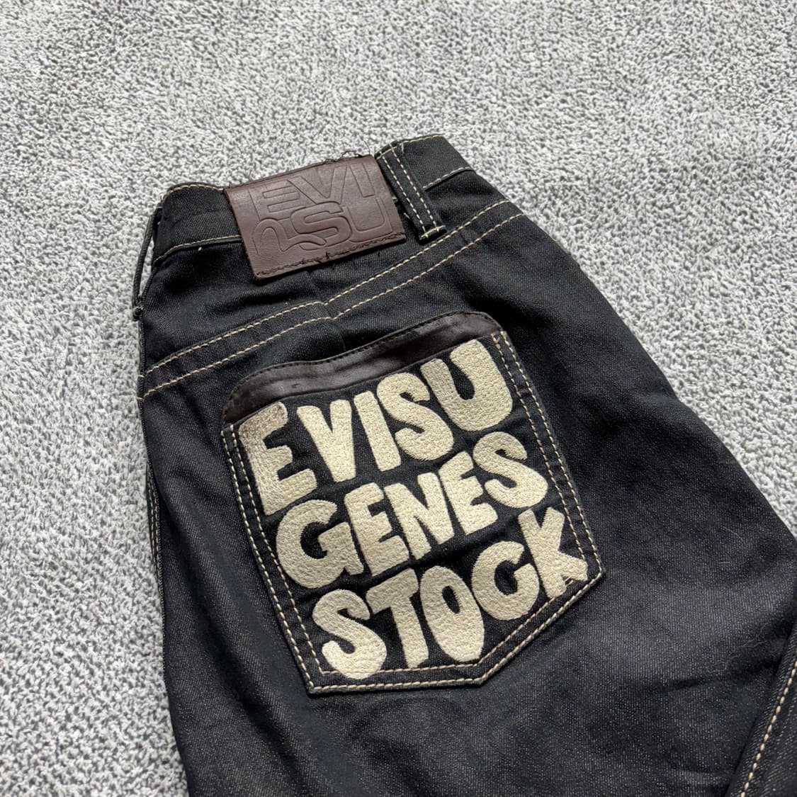 에비수 Genes Stock 레더 패치 데님 팬츠 상품이미지2