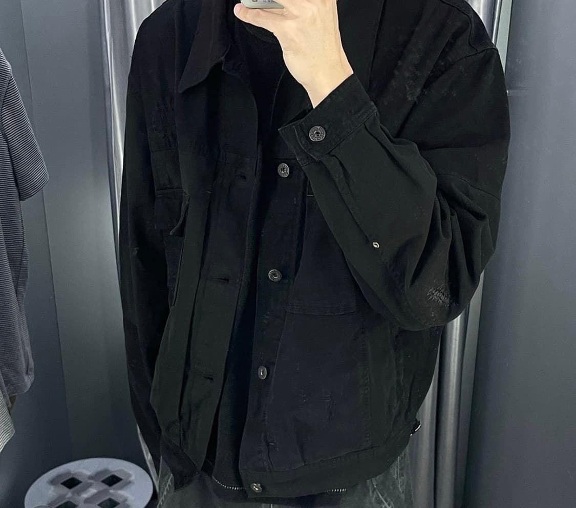 (4) 폴리테루 사시코 트러커 자켓 블랙 XL 상품이미지2