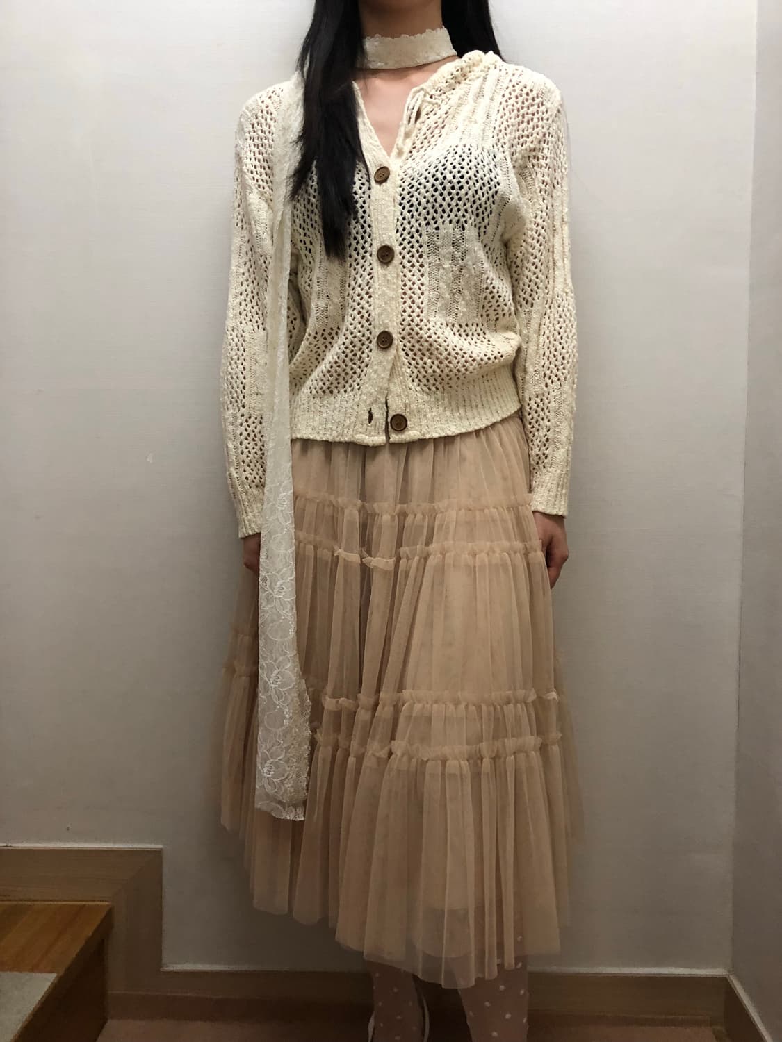 빈티지 애프리콧 프릴 스커트 상품이미지9
