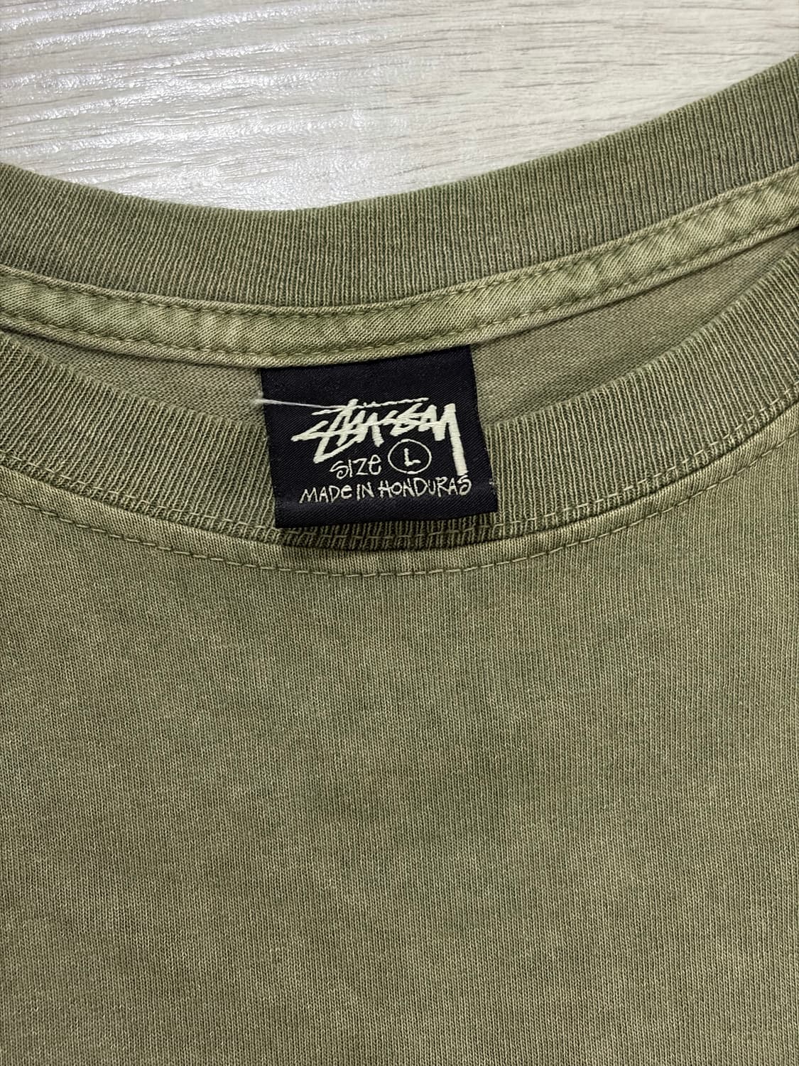 스투시 크라운 인터내셔널 피그먼트 다이드 반팔 올리브 상품이미지3