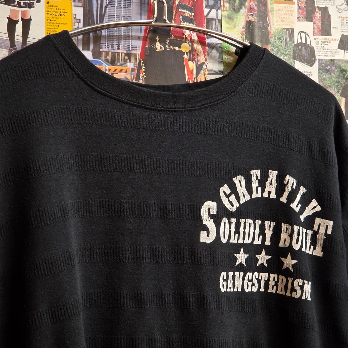 JPN 스트라이프 펑크 프린팅 오버핏 반팔 상품이미지5