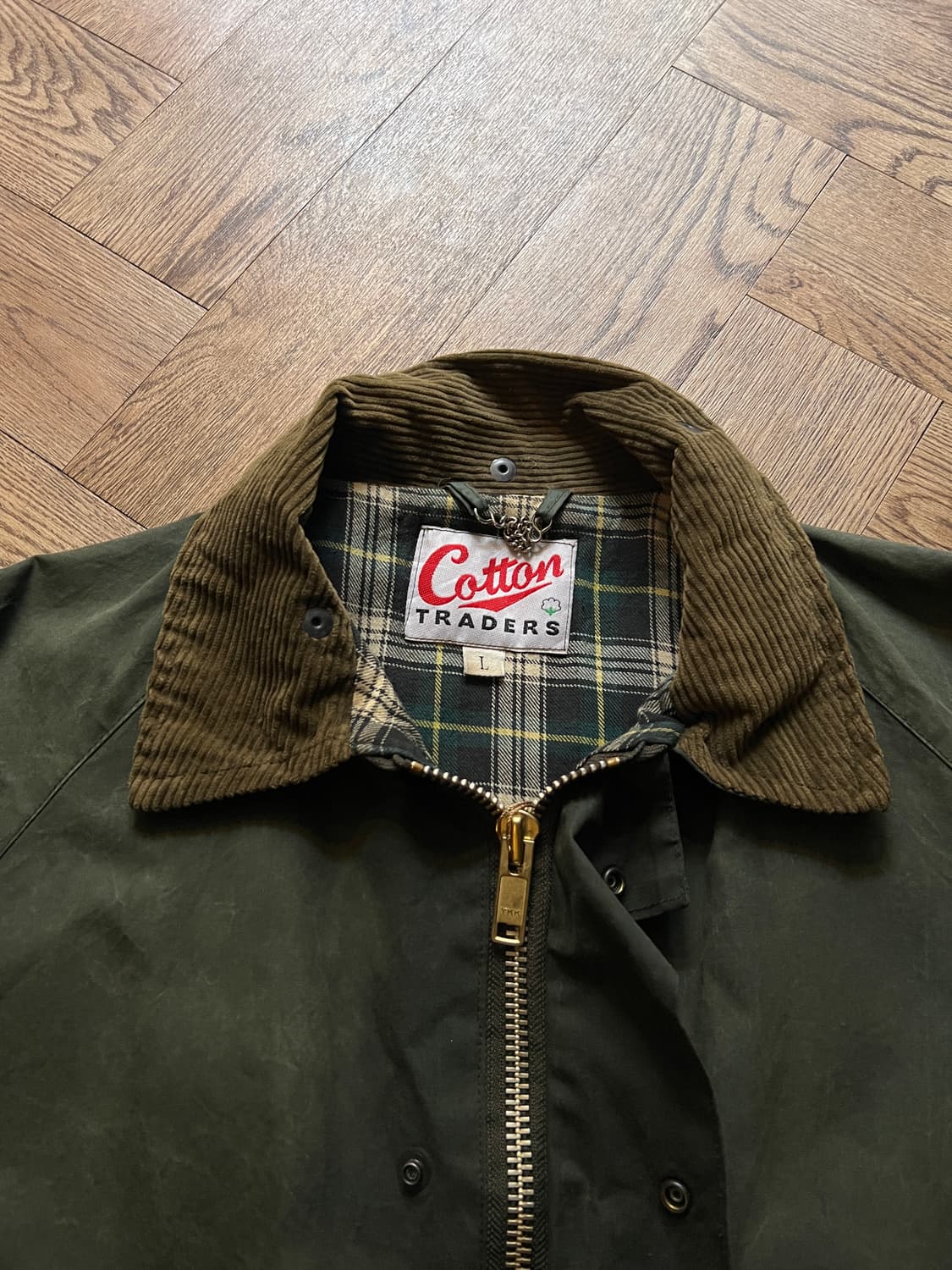[L]90's USA 빈티지 올리브그린 왁스드 헌팅 자켓 상품이미지2