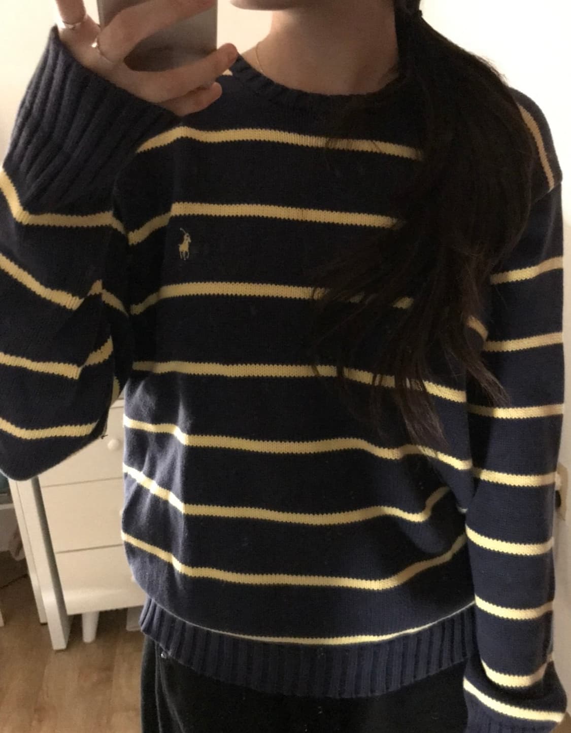 폴로 스트라이프 니트 S 네이비옐로우 상품이미지1