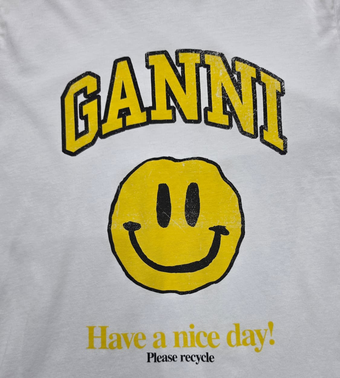 가니 Ganni 스마일 Have A Nice Day 프린트 반팔티 M 상품이미지5