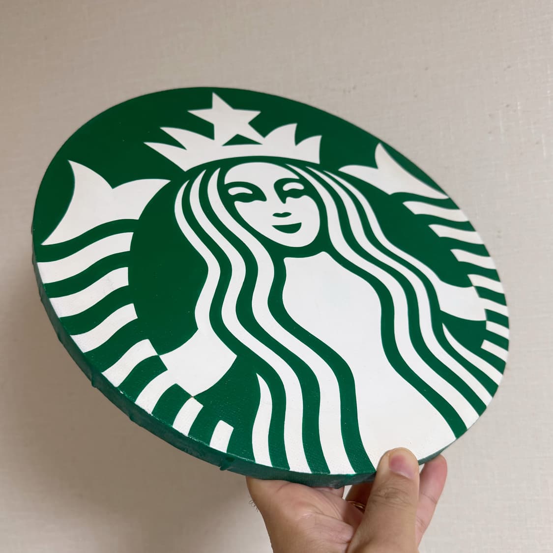 직접 그린 스타벅스 사이렌 로고 캔버스 원형 액자 판넬 30cm 상품이미지2