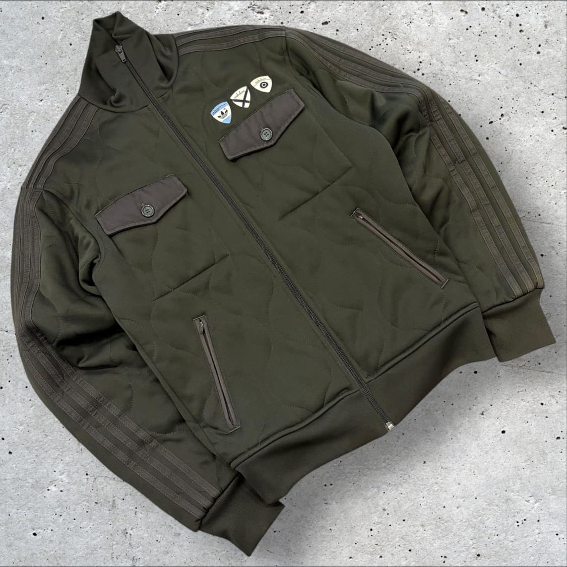 [95] 00s 아디다스 퀼팅 트랙탑 올리브 쓰리스트라이프 B532 상품이미지1