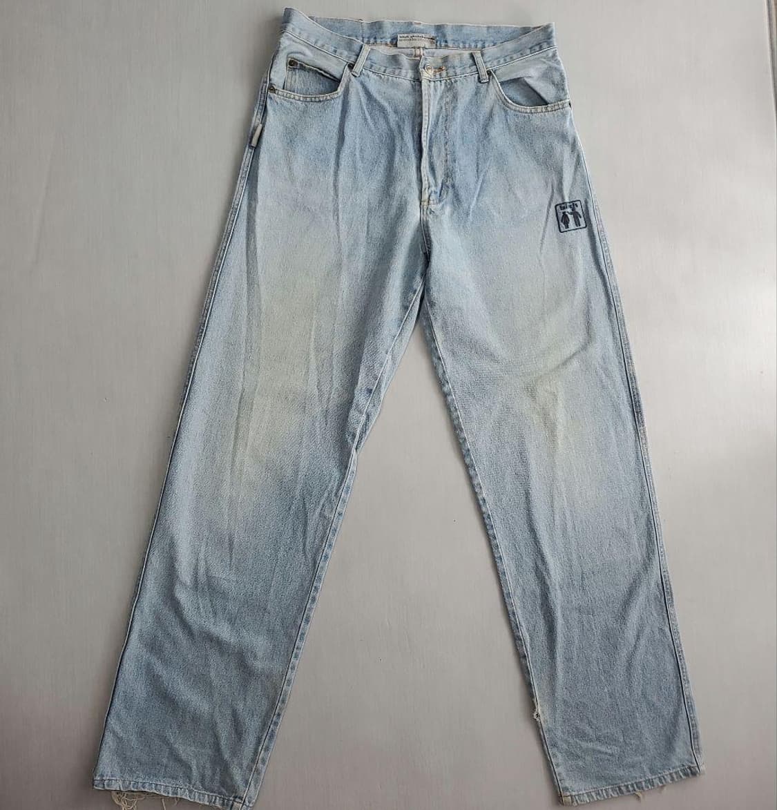 90s 빈티지 비치 스케이트보드 시그니처 로고 와이드 데님 청바지 상품이미지1