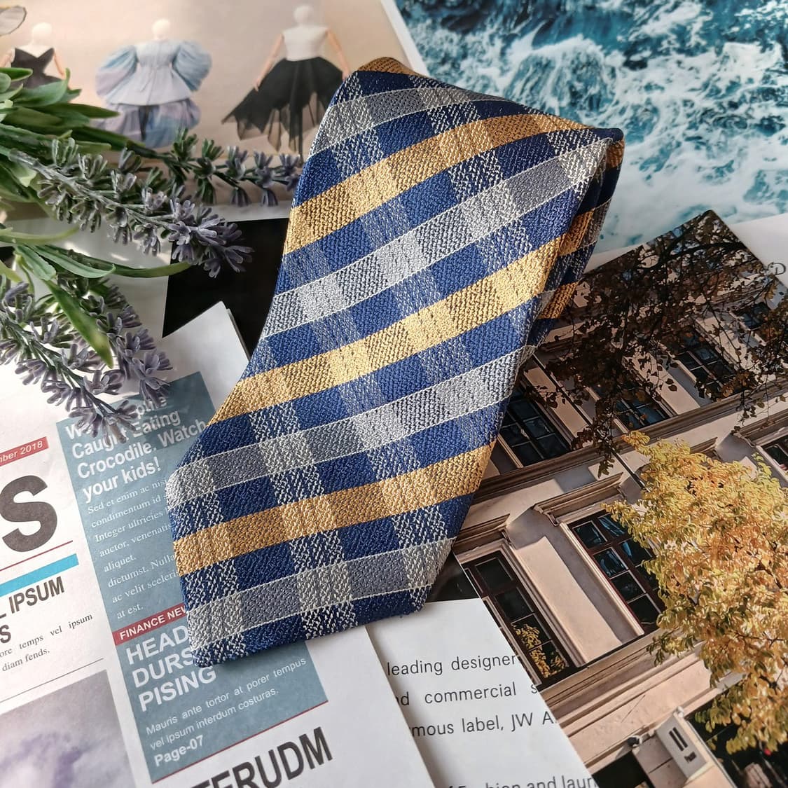 닥스 실크 블루 스트라이프 넥타이 8cm A+등급 A19811 상품이미지2