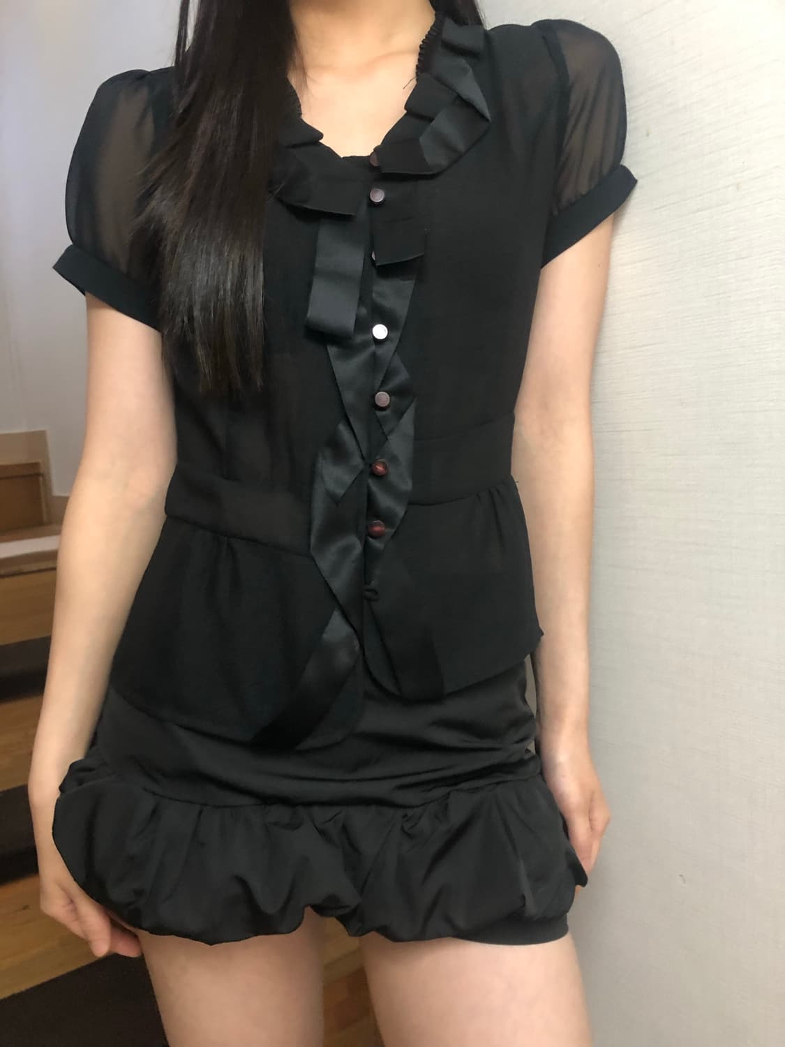 빈티지 블랙 프릴 블라우스 상품이미지5