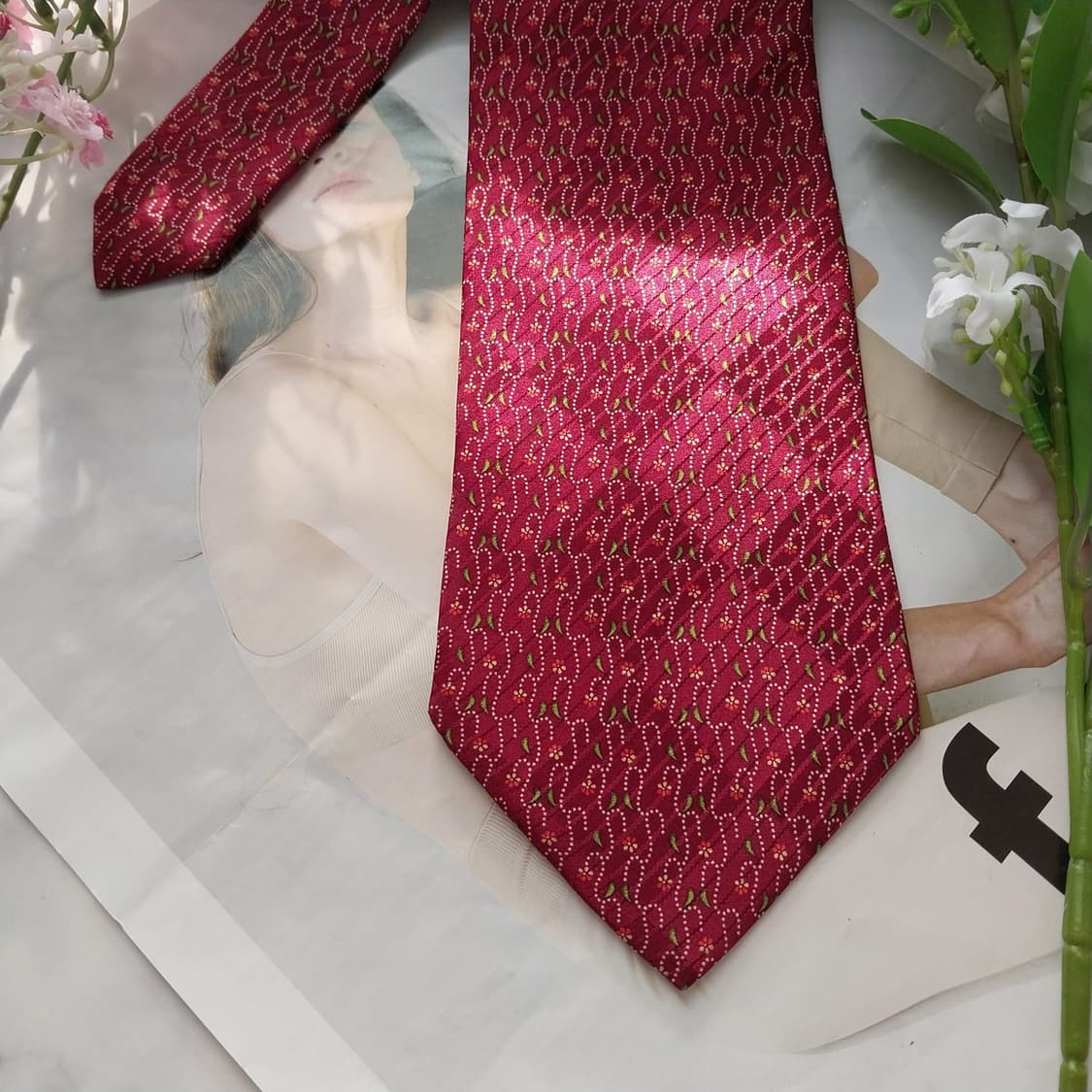 발망 실크 미니 플로럴 지오메트릭 넥타이 9.9cm A+등급 K1602
 상품이미지5