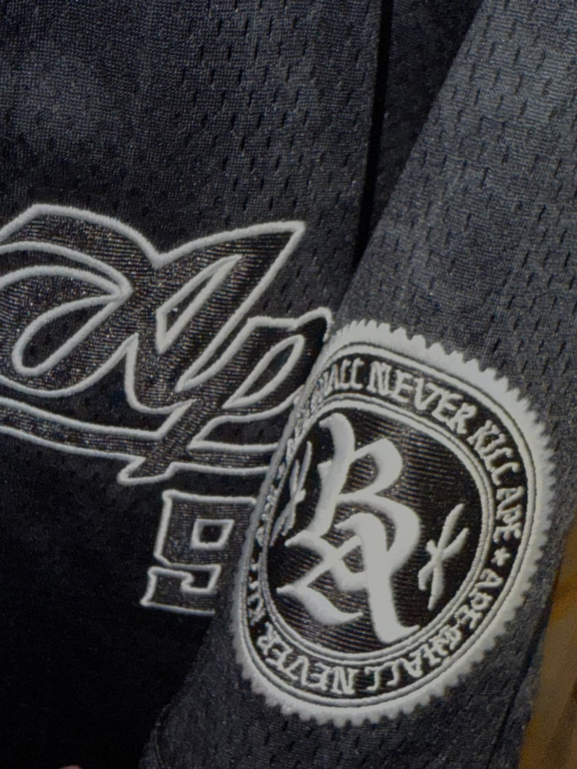 베이프 카모 스트라이프 베이스볼 셔츠 블랙 상품이미지3