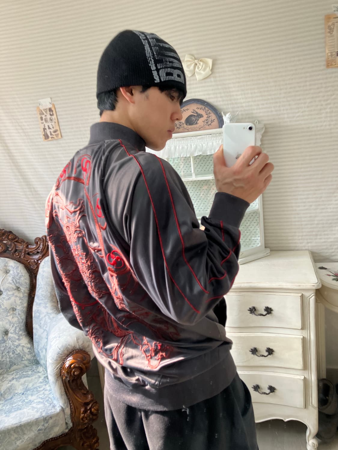 빈티지 레드 염라천왕 스카잔 o-927 y2k 스트릿 모리 갸루 일본빈티 상품이미지2