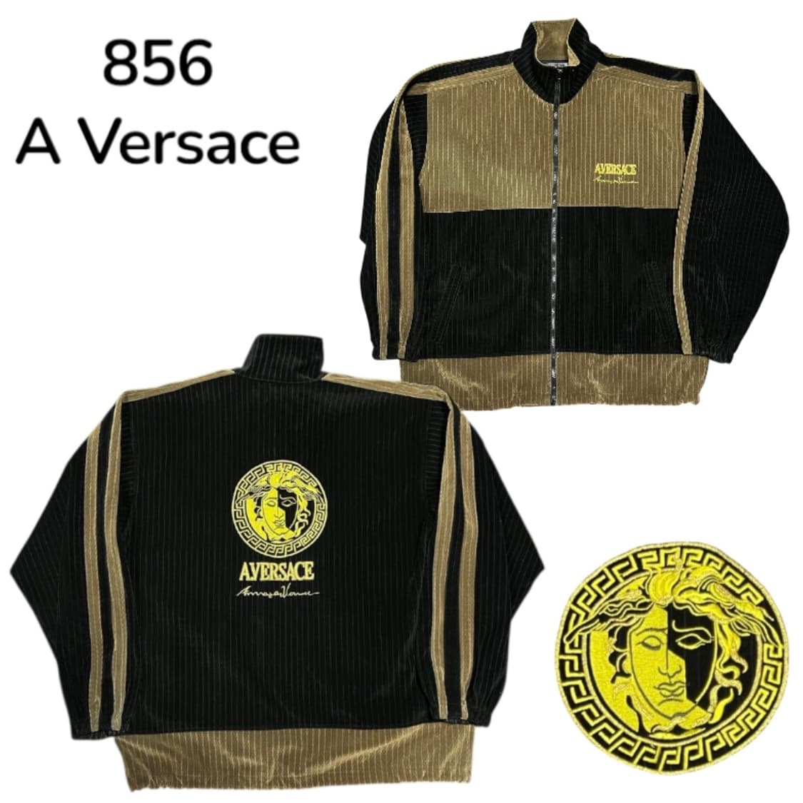 90s A Versace 베르사체 메두사 빅로고 자수 코듀로이 자켓 XL 상품이미지1