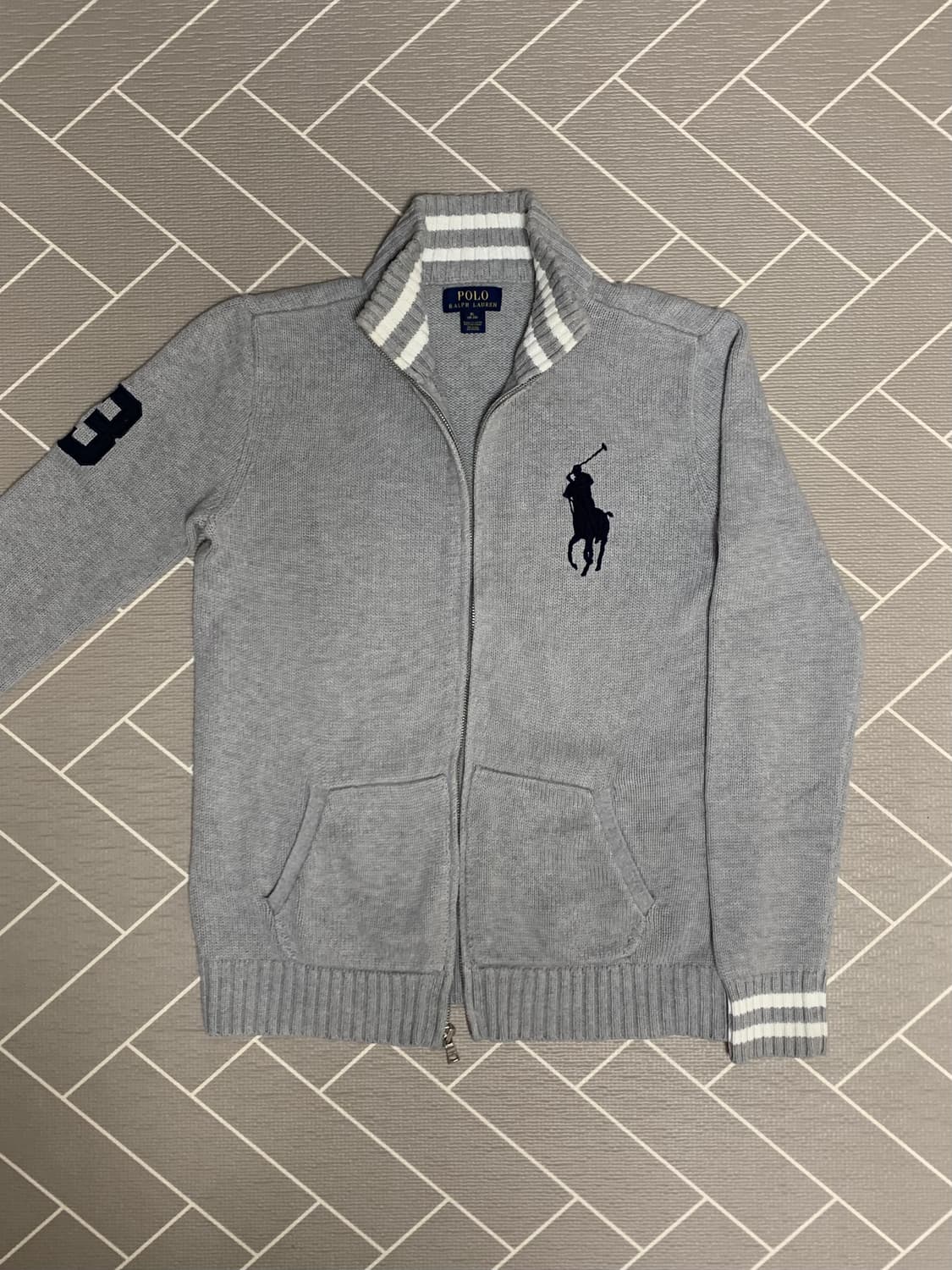 폴로 빅포니 니트집업 그레이  상품이미지1